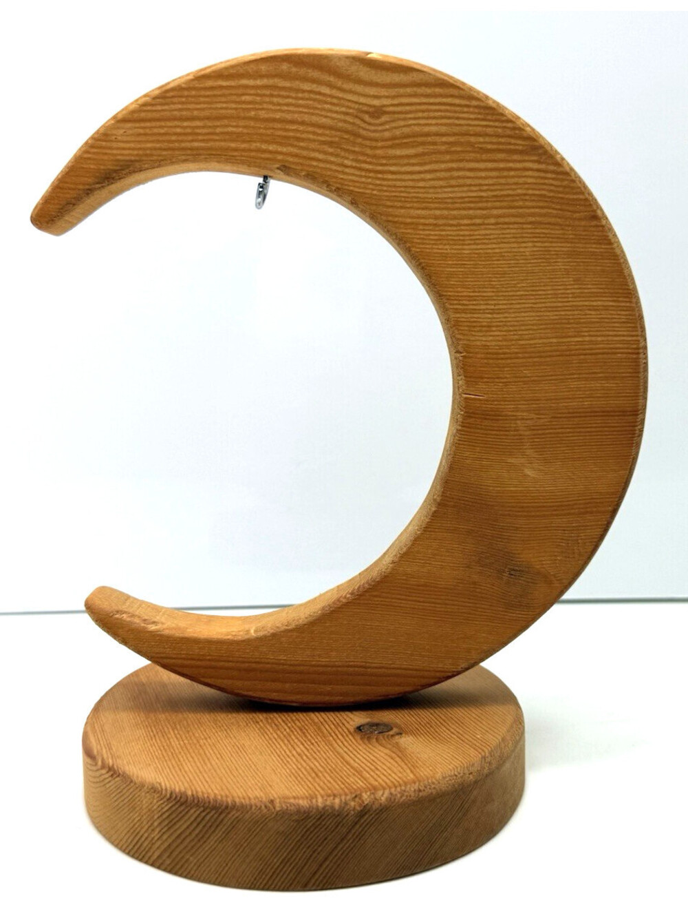 Vtg Crescent Moon Wooden Ornament Hanger Hook Handmade 90s Celestial